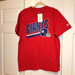NWT NIKE New York Giants team apparel logo helmet red tshirt size L.